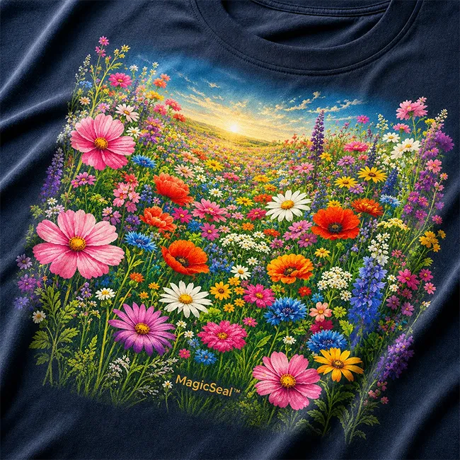 Detailed full-color garment transfer showing a soft integrated fabric finish