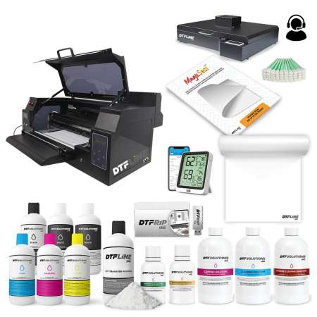 DTFLine VANTAGE II MAX 14 inch DTF Printer (includes 14 DTF Printer with Dual Epson I1600 Printheads, Roll Feeder, Cutter, Heat Station and Supplies Bundle - White Ink Circulation System, Vacuum, RIP Software, 6 Liters DTF ink, 3.5lb DTF Powder, 100m DTF