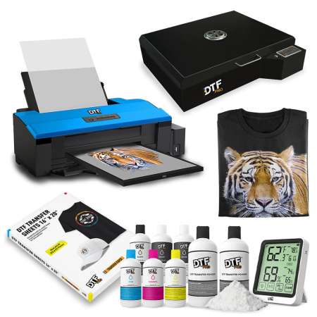 DTF PRO INSPIRE 1800 DTF Printer - WICS, RIP Software, Training, 6L Ink, 3.5lb Powder, 200 Film Sheets, Heat Station