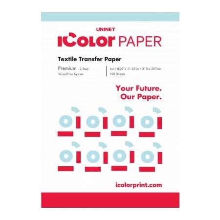 iColor Premium 2 Step Transfer and Adhesive Media Kit For Light and Dark Textiles -A4- 8.27 in x 11.69 in (210mm x 297mm) - includes 100 sets