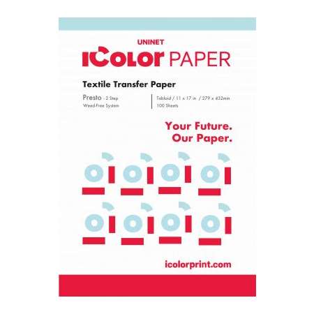 IColor Presto! 2 Step - 'A' Transfer Media - White - Tabloid 11 x 17 in (279 x 432mm) (Requires -B- adhesive media) - includes 100 pcs