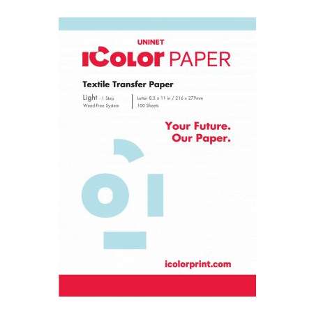 IColor Textile Transfer Paper - Light 1 Step Transfer Media - A4 8.27 x 11.7 in - 100 sheets