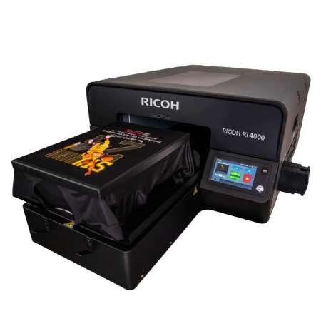 RICOH Ri 4000 Direct to Garment Printer - DTG / DTF Printer, RIP Software, Small Platen, Ink, Enhancer and Cleaning Cartridges, DTF Heat Station, DTF Sheets, DTF Powder, Training