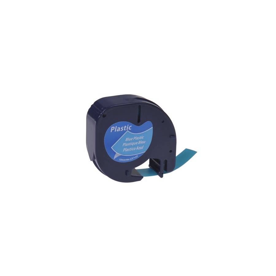 Compatible label tape for Dymo LT-100H / LT-100T / QX50 - black on blue enlarged