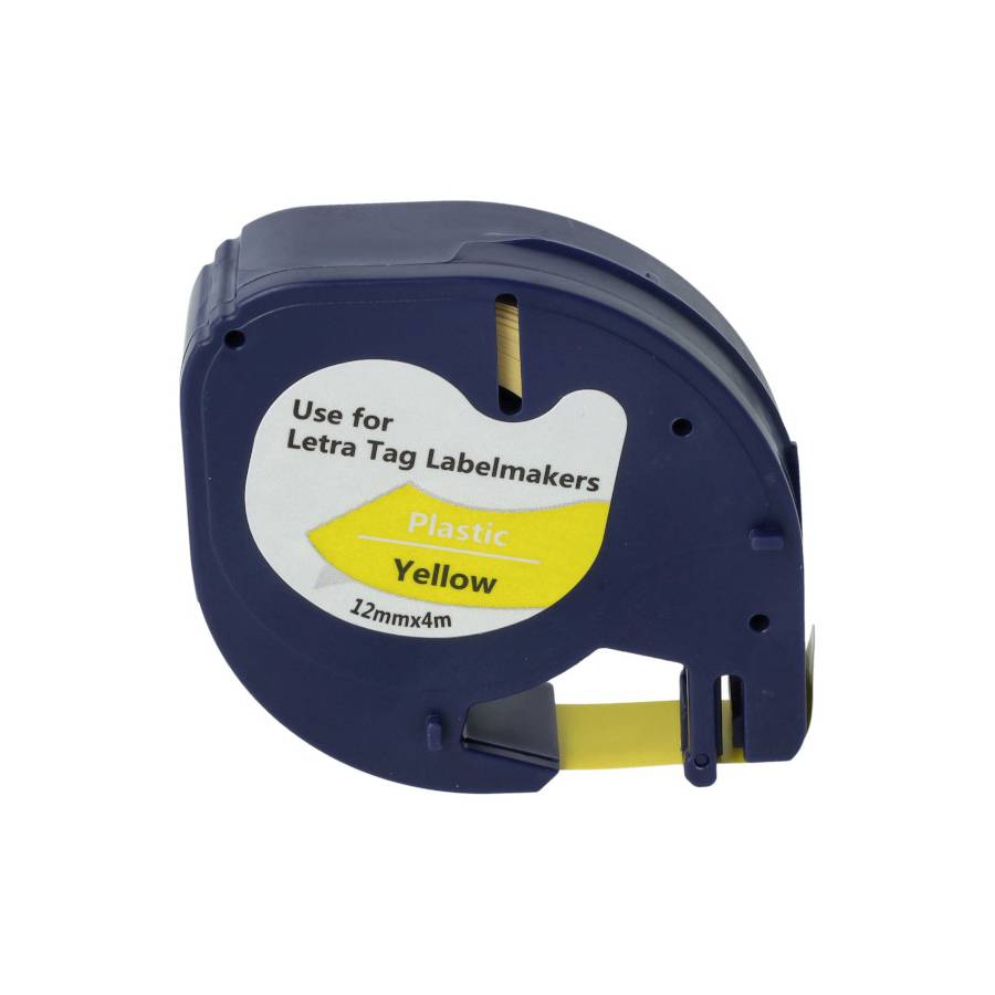 Compatible label tape for Dymo LT-100H / LT-100T / QX50 - black on yellow enlarged