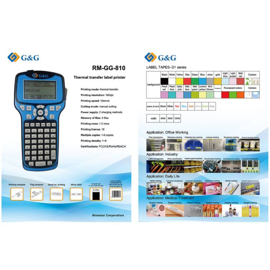 Label for RM-GG-810 label printers (9mm W, 7m L) enlarged